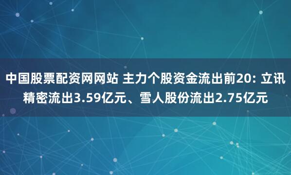 中国股票配资网网站 主力个股资金流出前20: 立讯精密流出3.59亿元、雪人股份流出2.75亿元